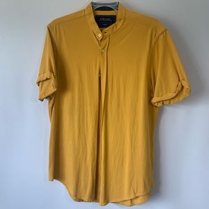 Yellow Mens Short Sleeve Buttoned Shirt